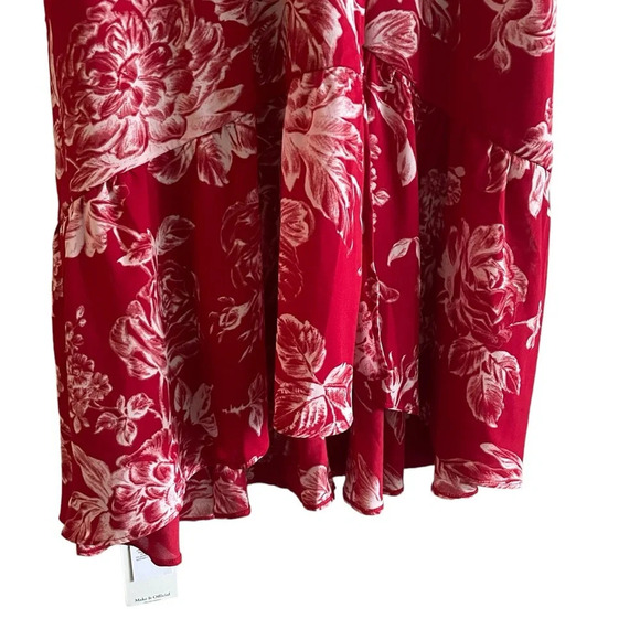 Abercrombie Red V-Neck Floral Maxi Dress Size Small Tall ST NWT - Picture 5 of 7